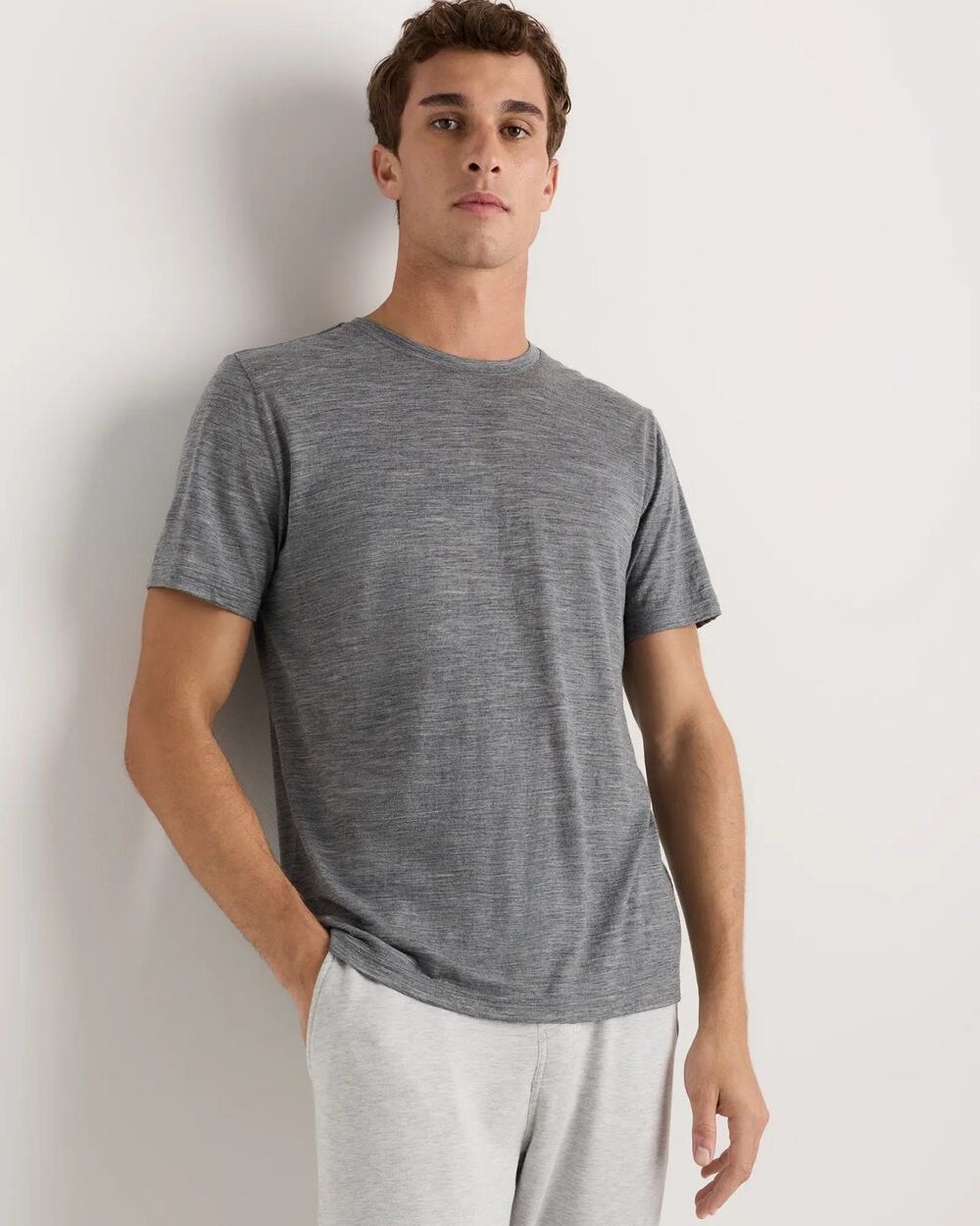 Quince Mens Merino Wool Heather Grey Short Sleeve Base Layer Tee New Medium